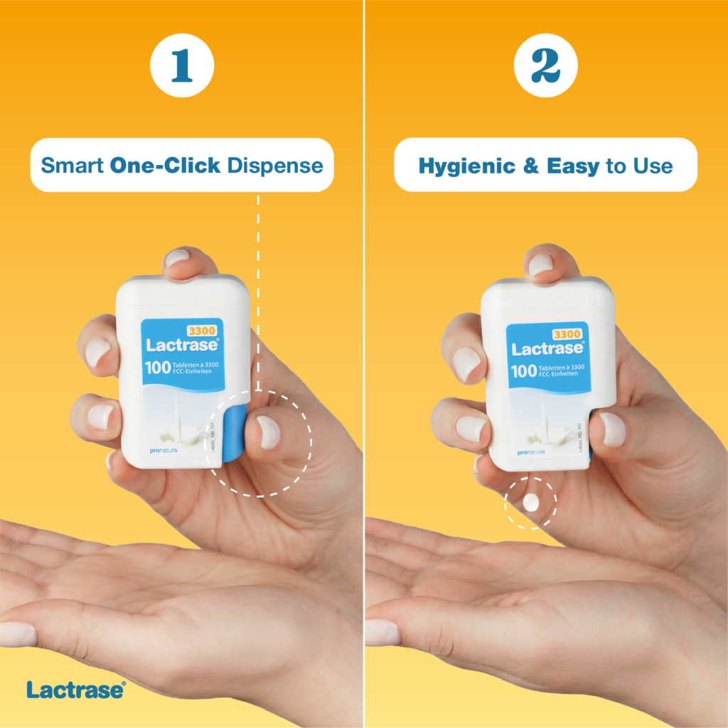 Promotional graphic: hygienic and easy-to-use click dispenser