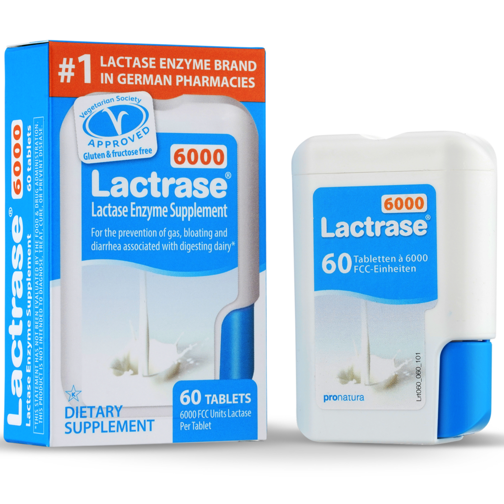 Lactrase® 6000 packaging double 60, lactase enzyme supplement