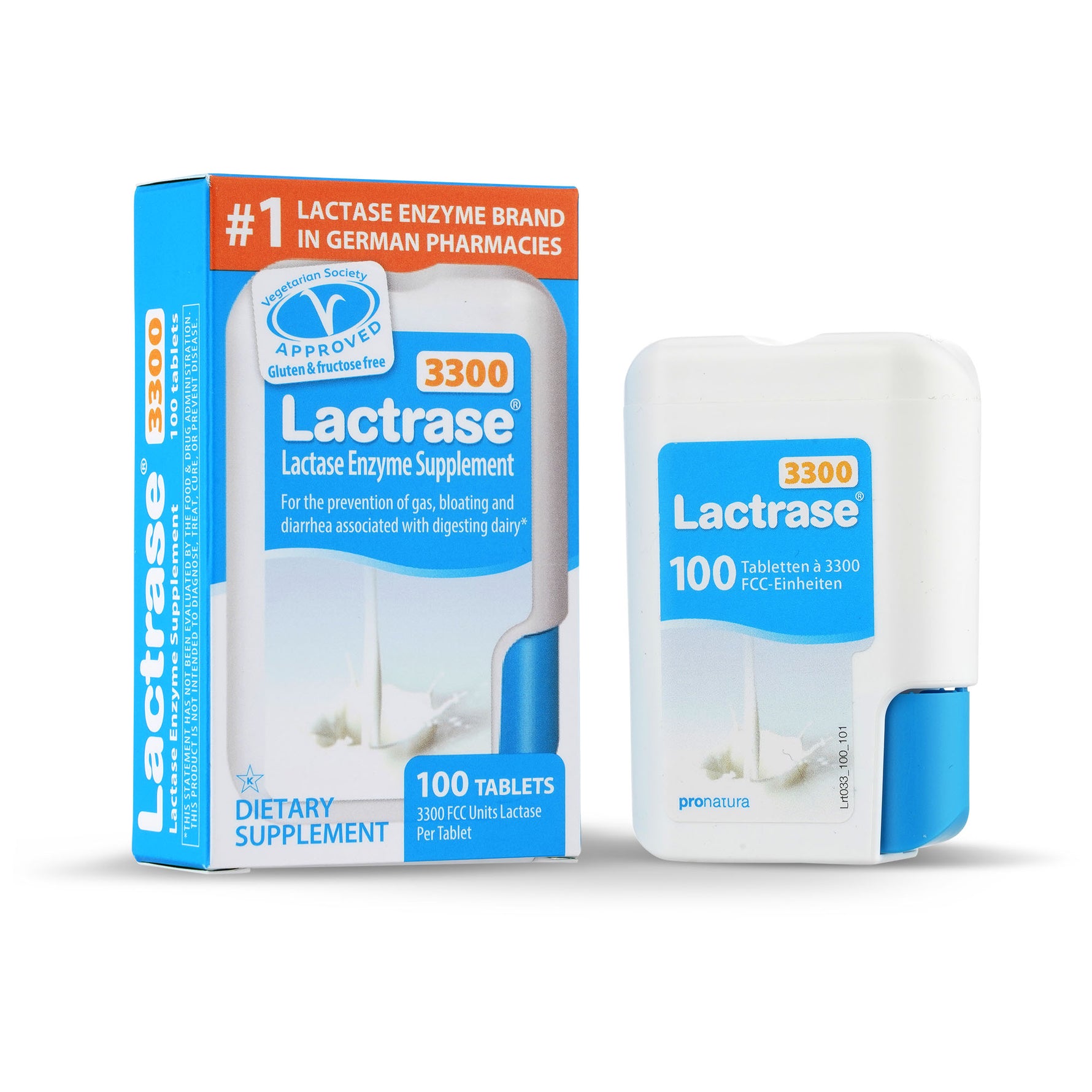 Lactrase 3300 - 100 Tablets with Lactase Enzyme #100